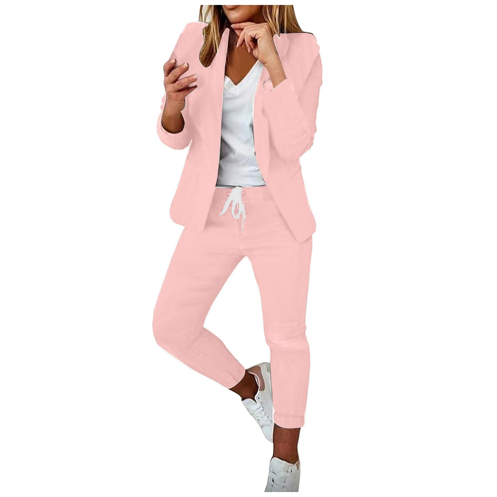 Women Elegant Pant Coat Set Fit Jacket Formal Office Work Clothing 2 Pieces Кос