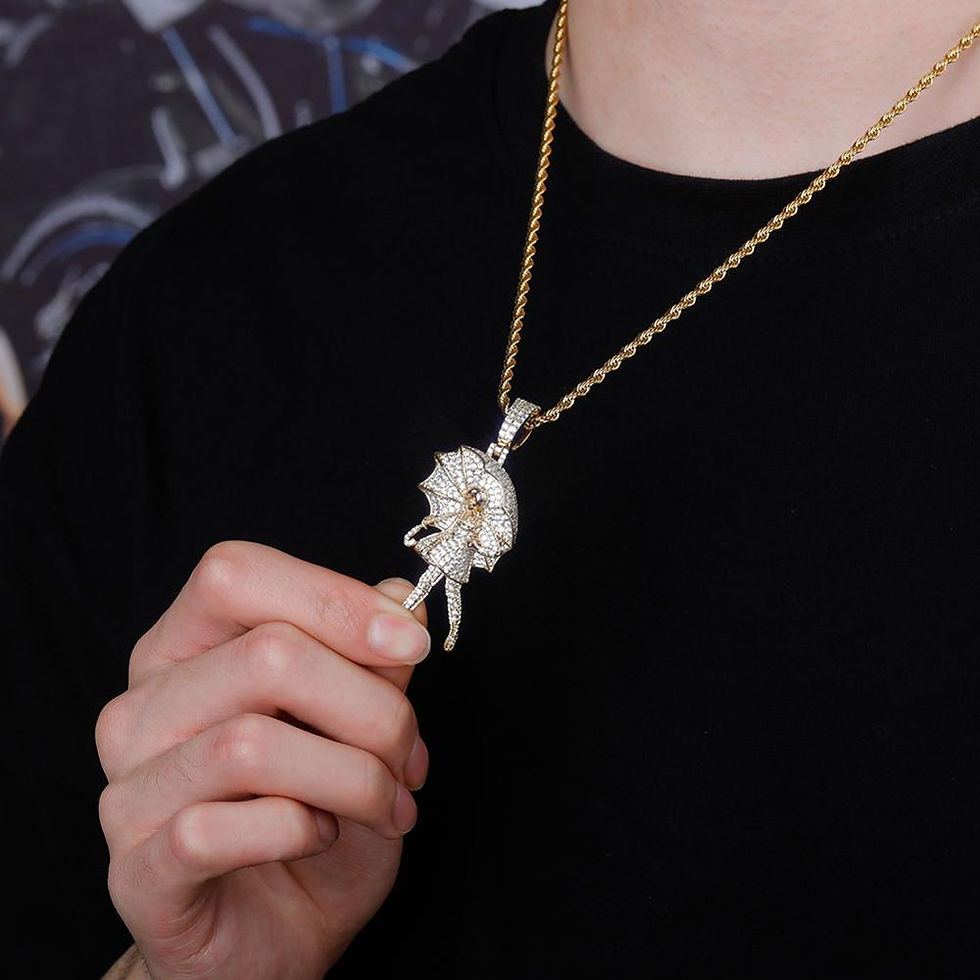 Thumbnail: TOPGRILLZ Iced Umbrella Child Pendant Necklace Iced Cubic Zirconia Pendant