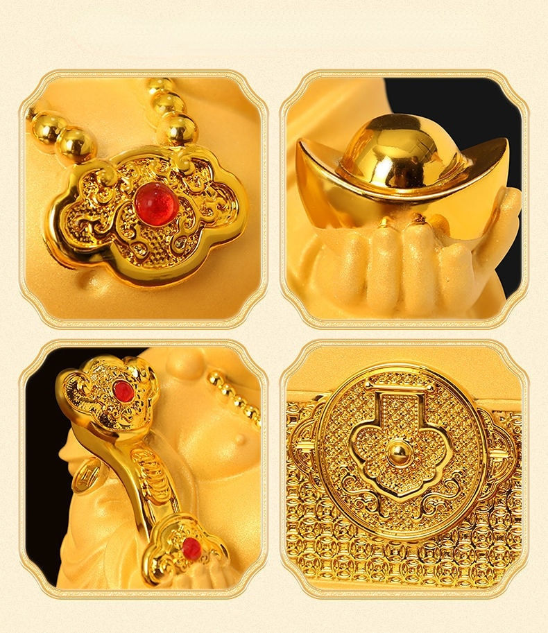 Thumbnail: Laughing Buddha's Decoration To Piggy Bank Fortune Resin sculptureHandmade Stat