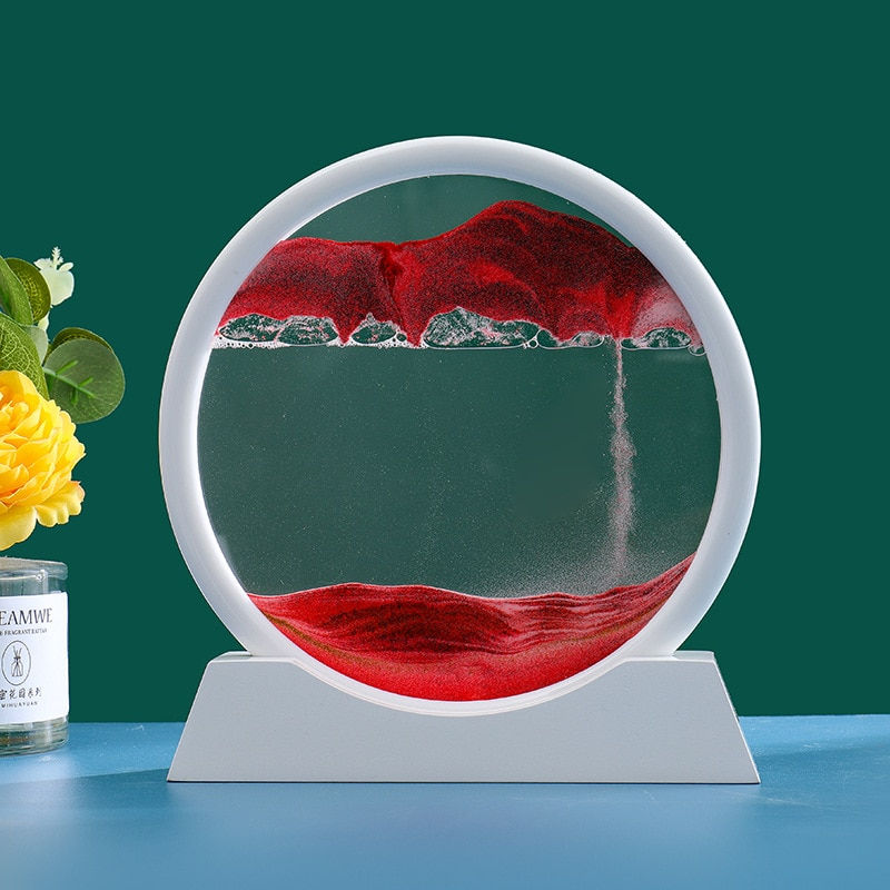 ภาพขนาดย่อ: 7/12inch Creative 3D Glass Sandscape in Motion Hourglass Moving Sand Frame Art