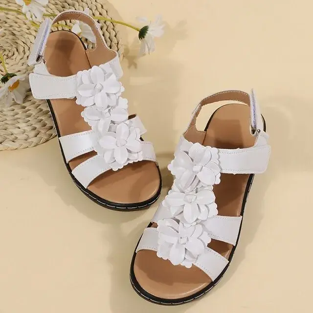 Summer Sandals Womens 2023 New Floral Platform Shoe Orthopedics Shoes Retro Rom