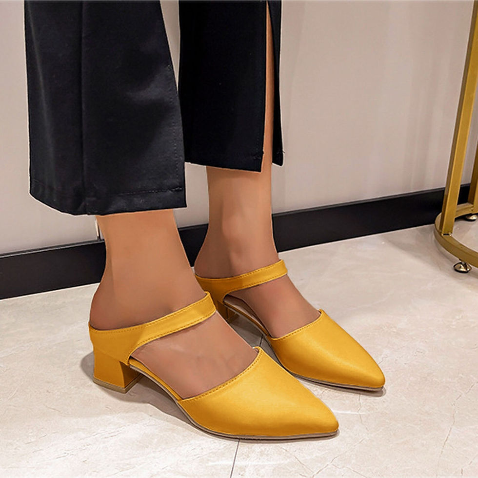 Thumbnail: Summer Women High Heels Fashion Solid Leather Thick High Heel Pointed Toe Pumps