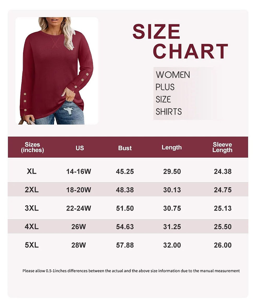 תמונה ממוזערת: Plus Size Long Sleeve Shirt for Woman Cross Line Crewneck Button Sleeve Blouse