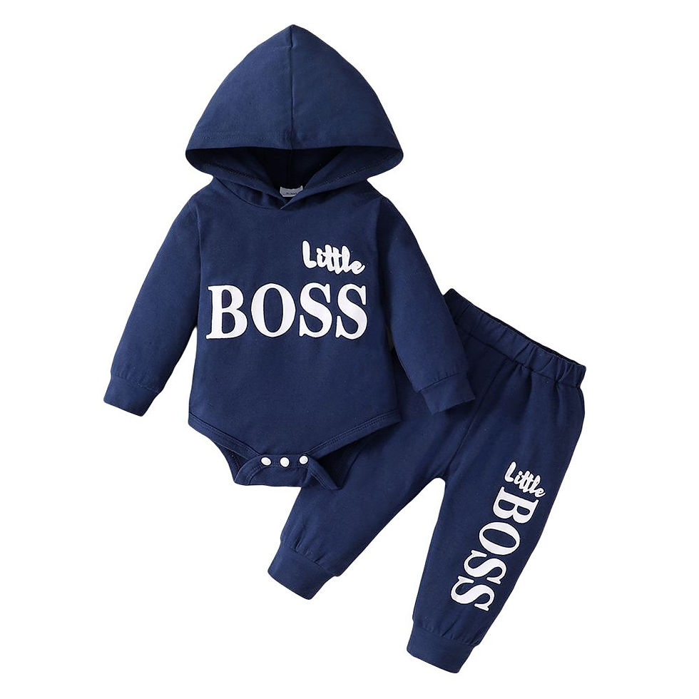 Thumbnail: Spring 0-24 Months Newborn Baby Boy 2PCS Clothes Set Long Sleeve Hoodie Jumpsui