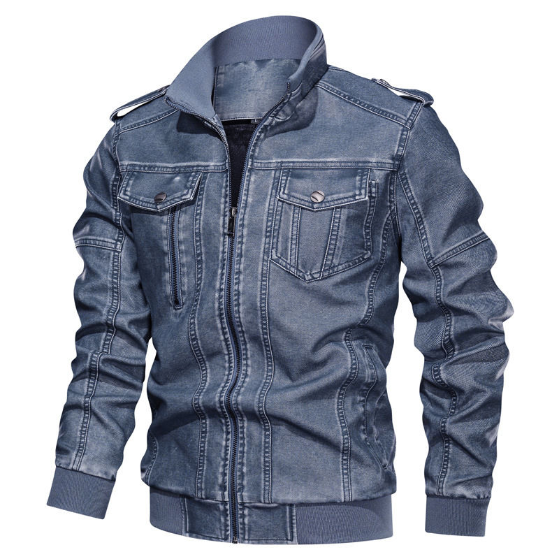 Minijatura: European And American Style Men's Pu Leather Coat