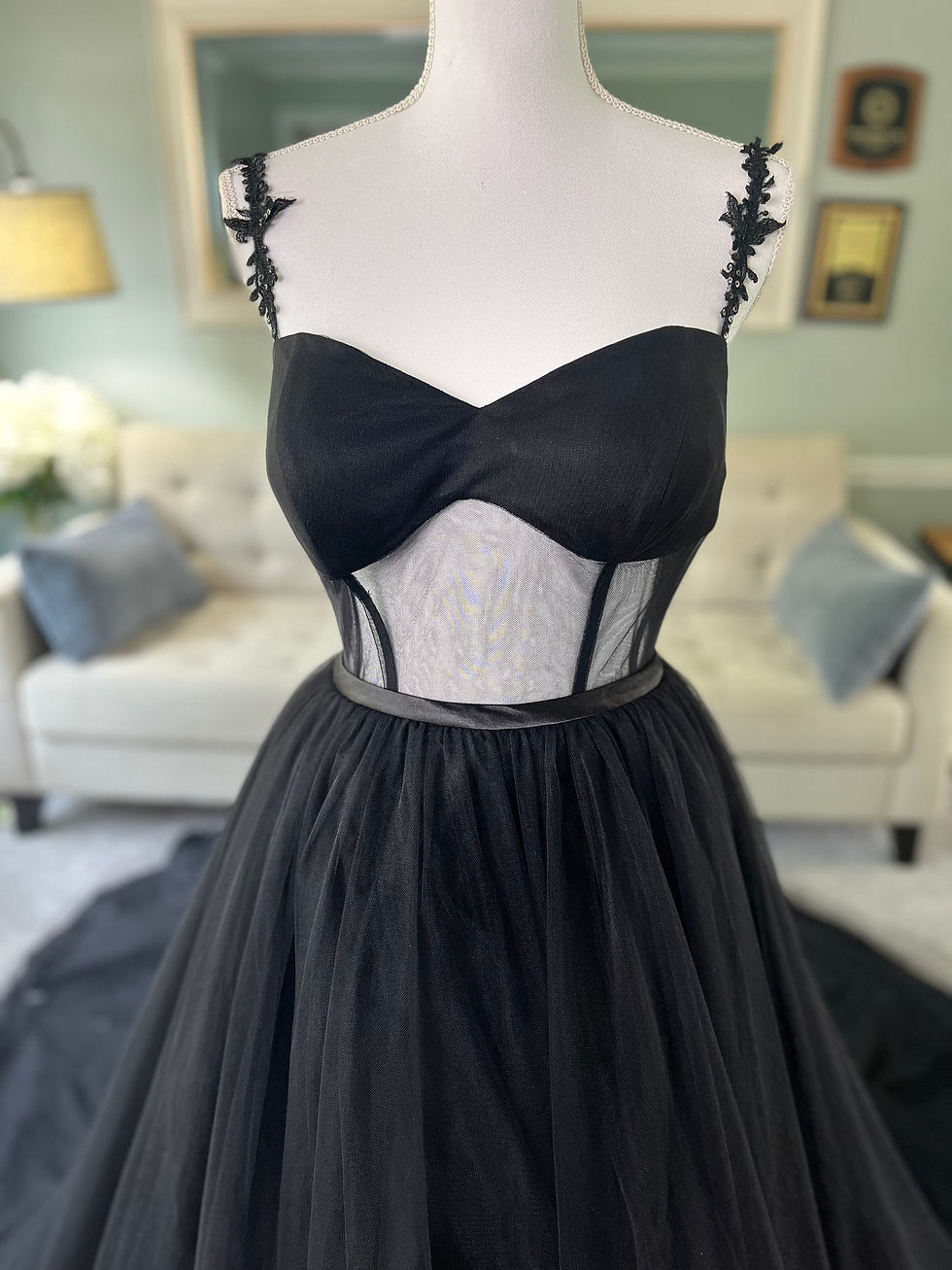 Thumbnail: Beyprern Beautiful Corset Crystal Long Maxi Dress Sparkle Cut-Out Black Rhinest