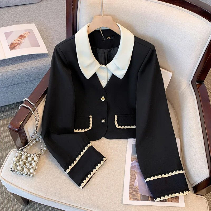 Imej kecil: 150Kg Plus Size Women's Bust 150 Autumn New Small Fragrant Top Coat And Skirt T