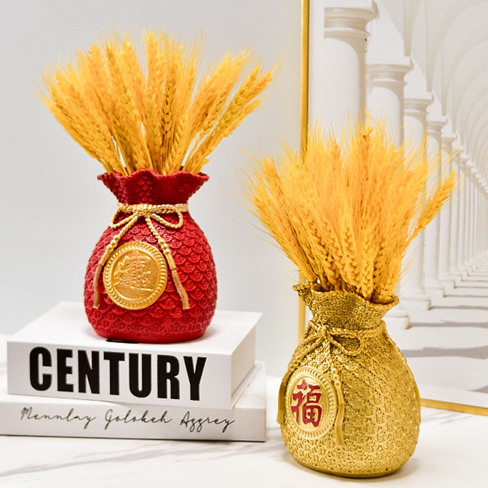 Thumbnail: Chinese Red Flower Vase Money Bag Shaped Vase Blessing Bag Flower Vase Resin Fl