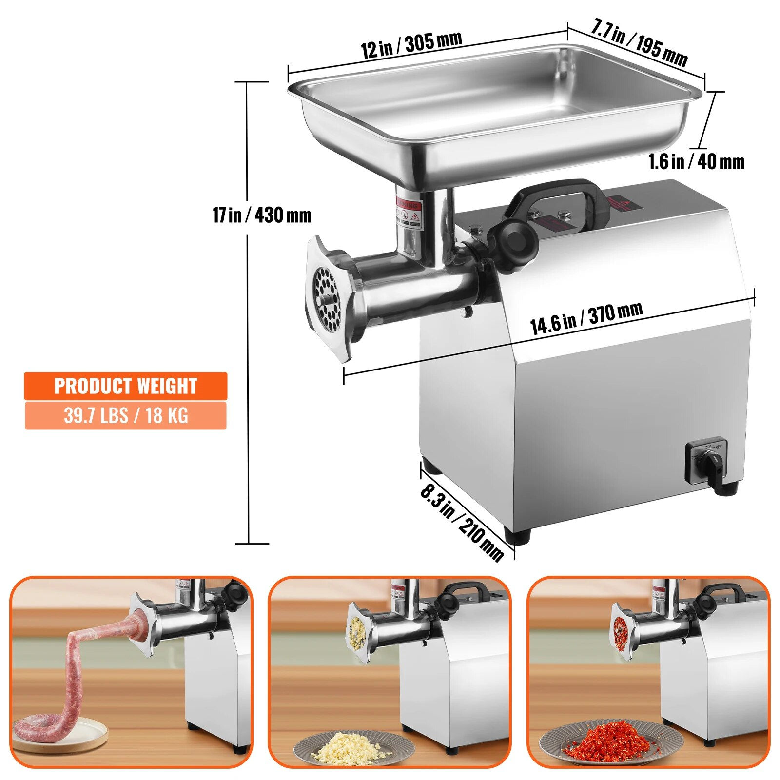 VEVOR Electric Meat Grinder Food Processors Sausage Maker Filler Mincer Stuffer