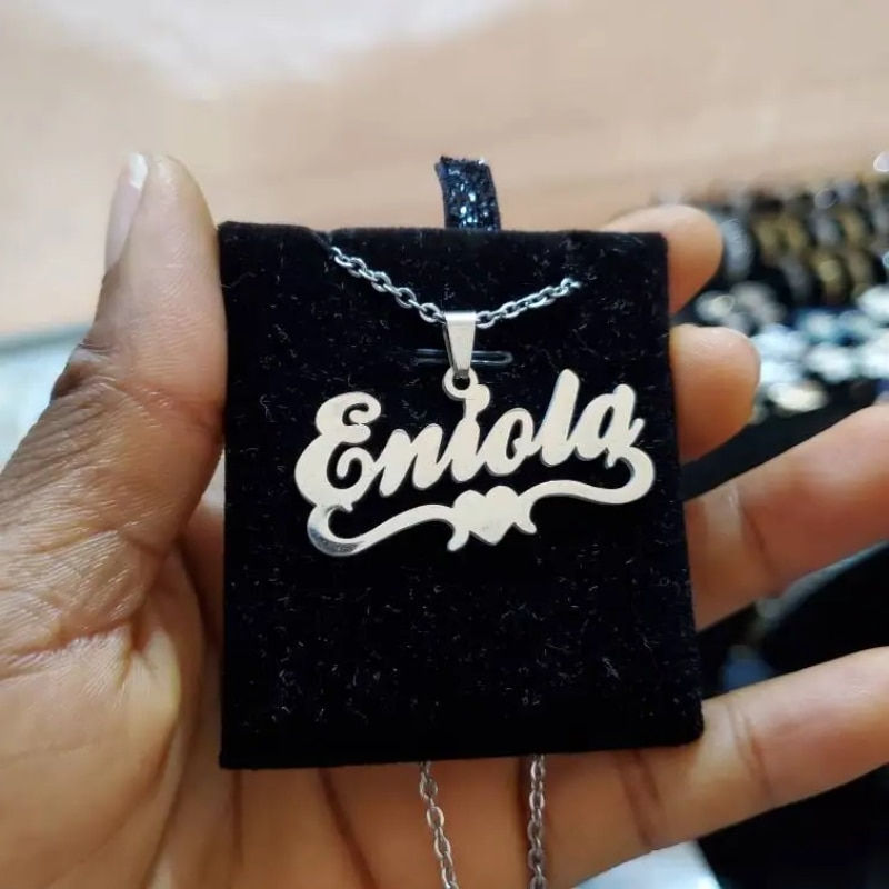 Thumbnail: Custom Around Hearts Name Necklace Women Girl Jewelry Stainless Steel Removable