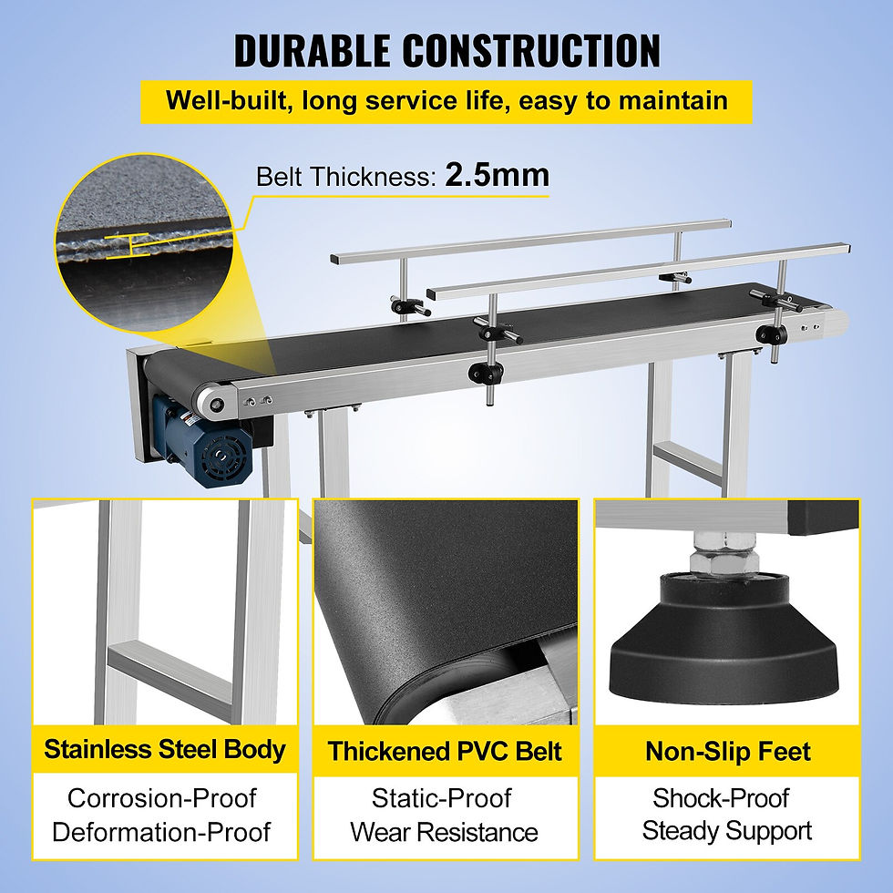 Thumbnail: VEVOR 150 CM PVC Conveyor Belt Machine 59''x 7.8'' With Stainless Steel
