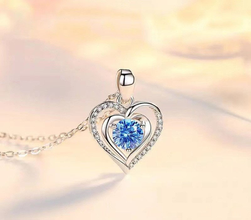 Miniature : Ocean Heart Necklace Women's Korean Simple Temperamental Heart-shaped Pendant