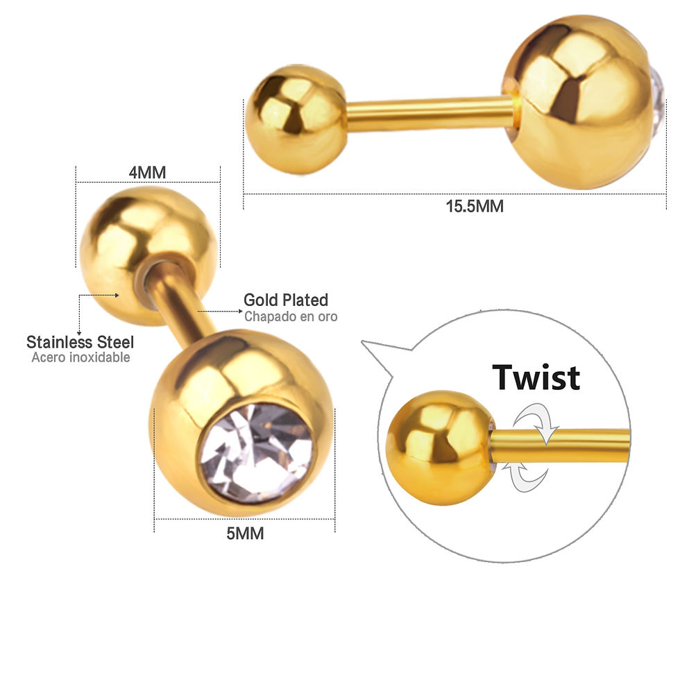 Thumbnail: LUXUSTEEL Crystal Earrings For Women Men Gold Color Stainless Steel Round CZ St