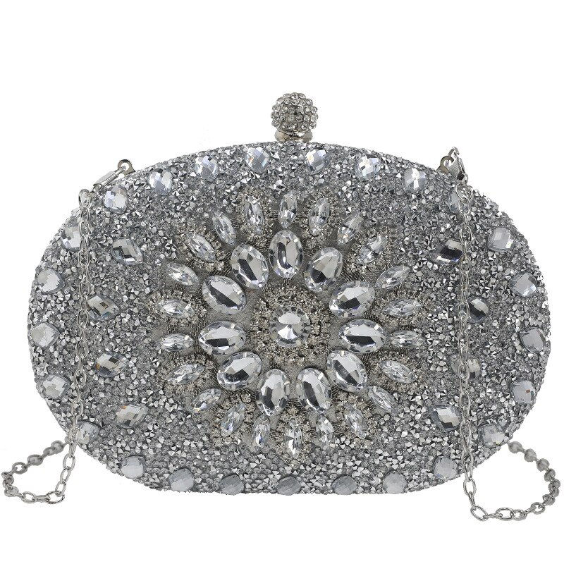 Miniatiūra: Women Dinner Bag Fashion New Sunflower Inlaid Diamond Banquet Hand Bag Dress Ev