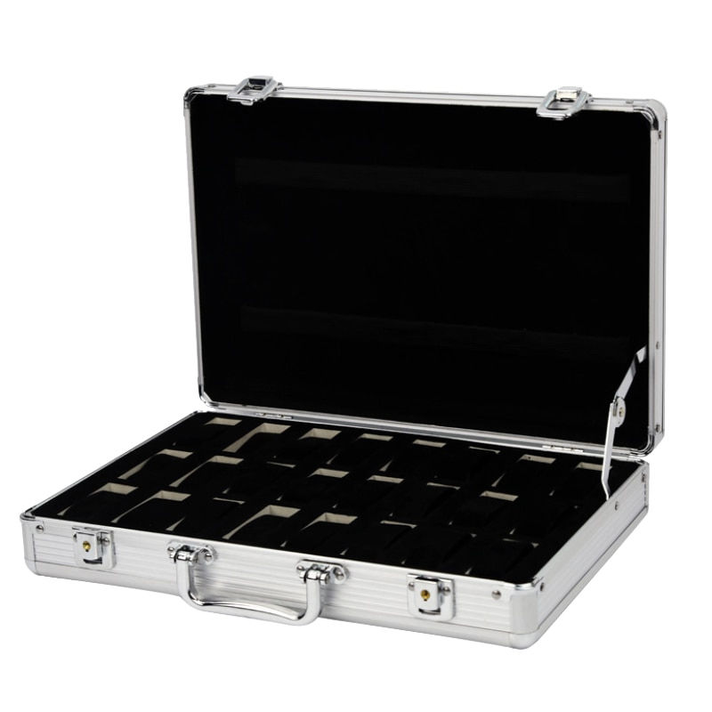 Thumbnail: 6/10/12/24 Slots Aluminum Alloy Display Watch Box Organizer Jewelry Storage Cas