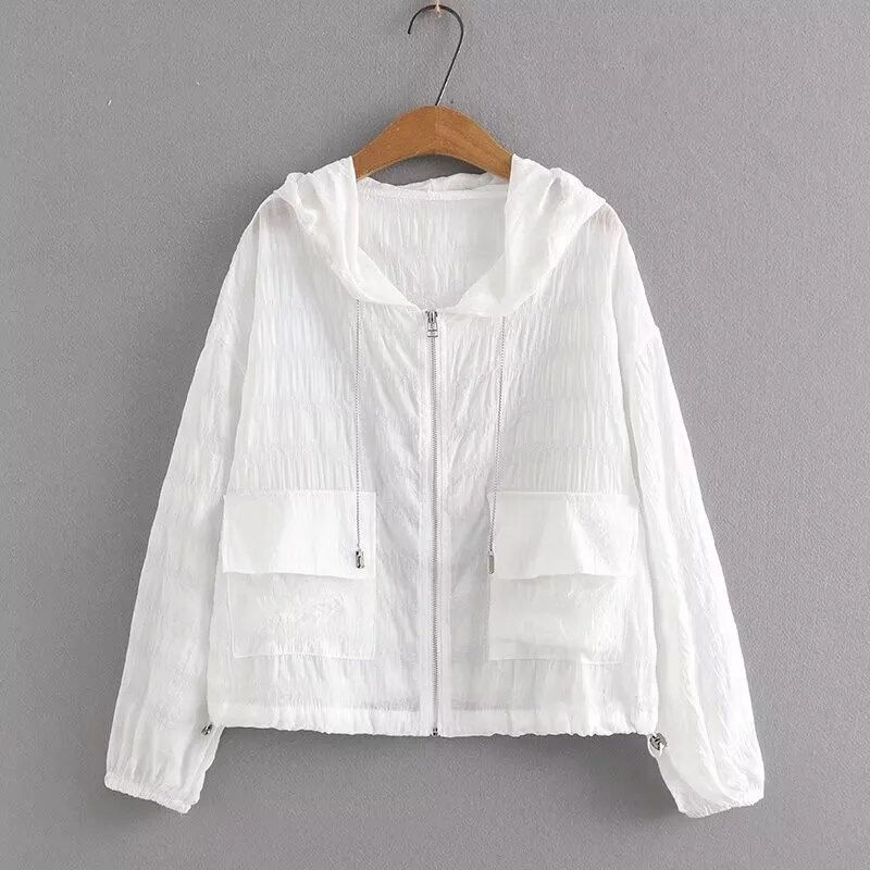 Thumbnail: Plus Size Women's Clothing Casual Summer Jacket Solid Colour Sun Protection Clo