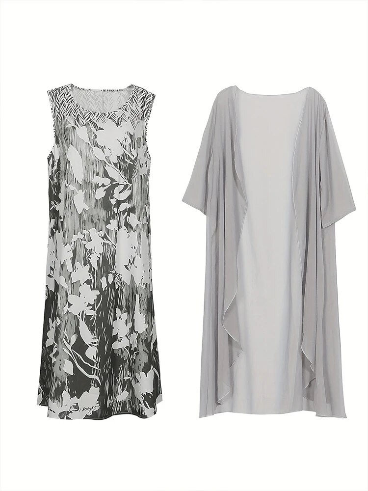 Miniatura: Plus Size 2023 Autumn New Women's Floral Printed Long Dress Printed Pattern Two
