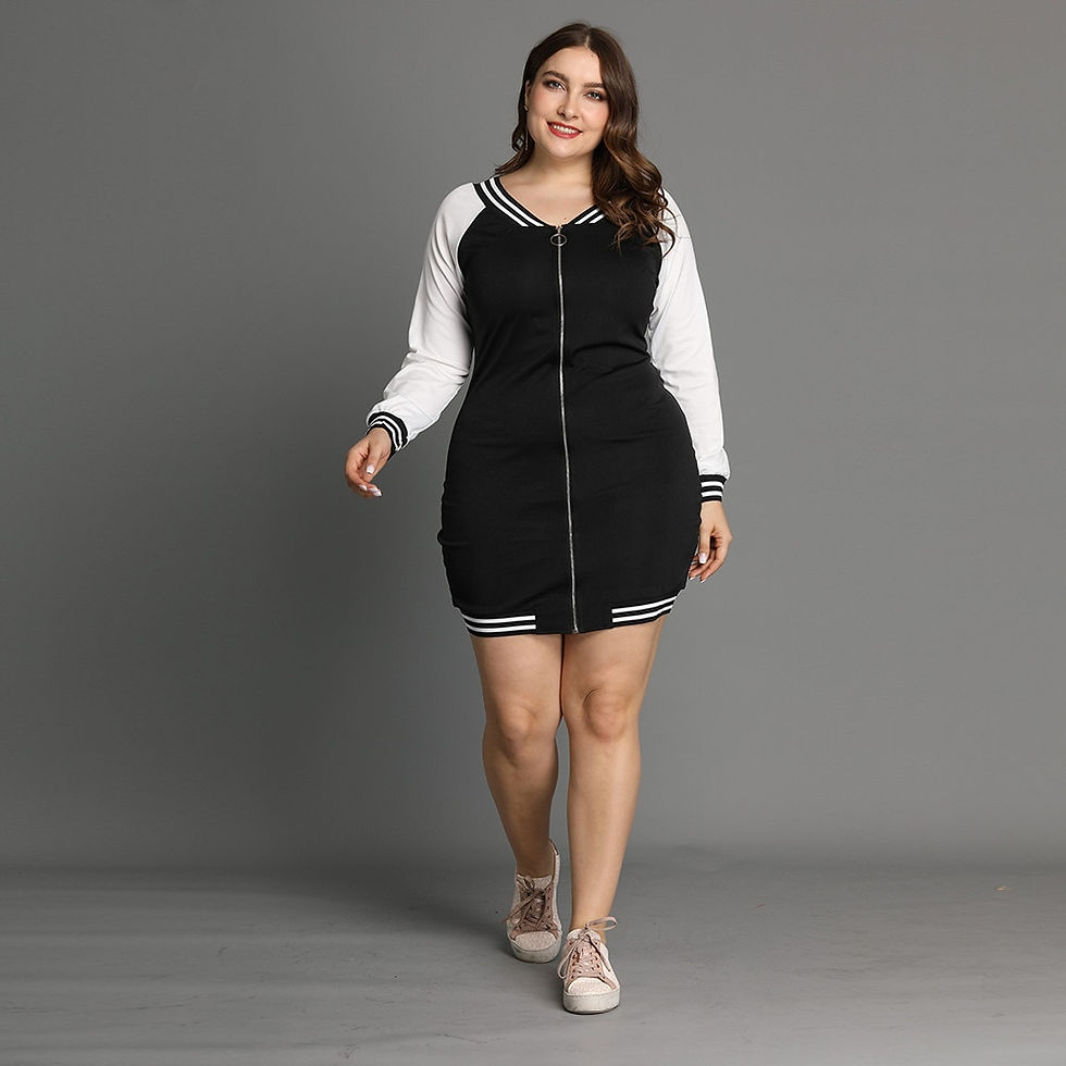 Thumbnail: Plus Size Bodycon Sheath 5XL Dress Long Sleeve Casual Dresses Women Front Full
