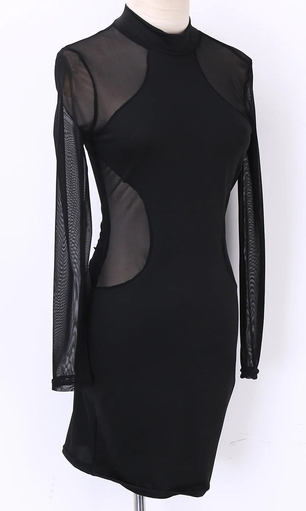 Thumbnail: Women Sexy Bodycon Dress Evening Party Cocktail Dress Transparent Long Sleeve C