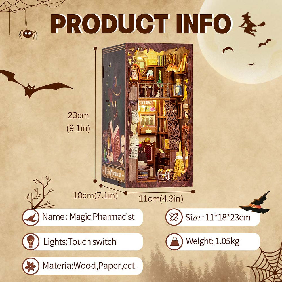Miniature : CUTEBEE Book Nook Kit  DIY Miniature House DIY Book Nook Touch Lights with Furn