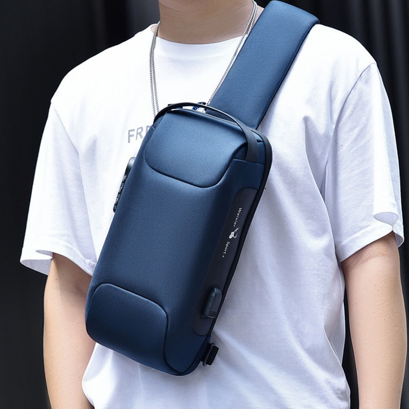 Miniatiūra: Men Sling Backpack Rucksack Crossbody Bag with USB Charge Port Anti-theft Trave