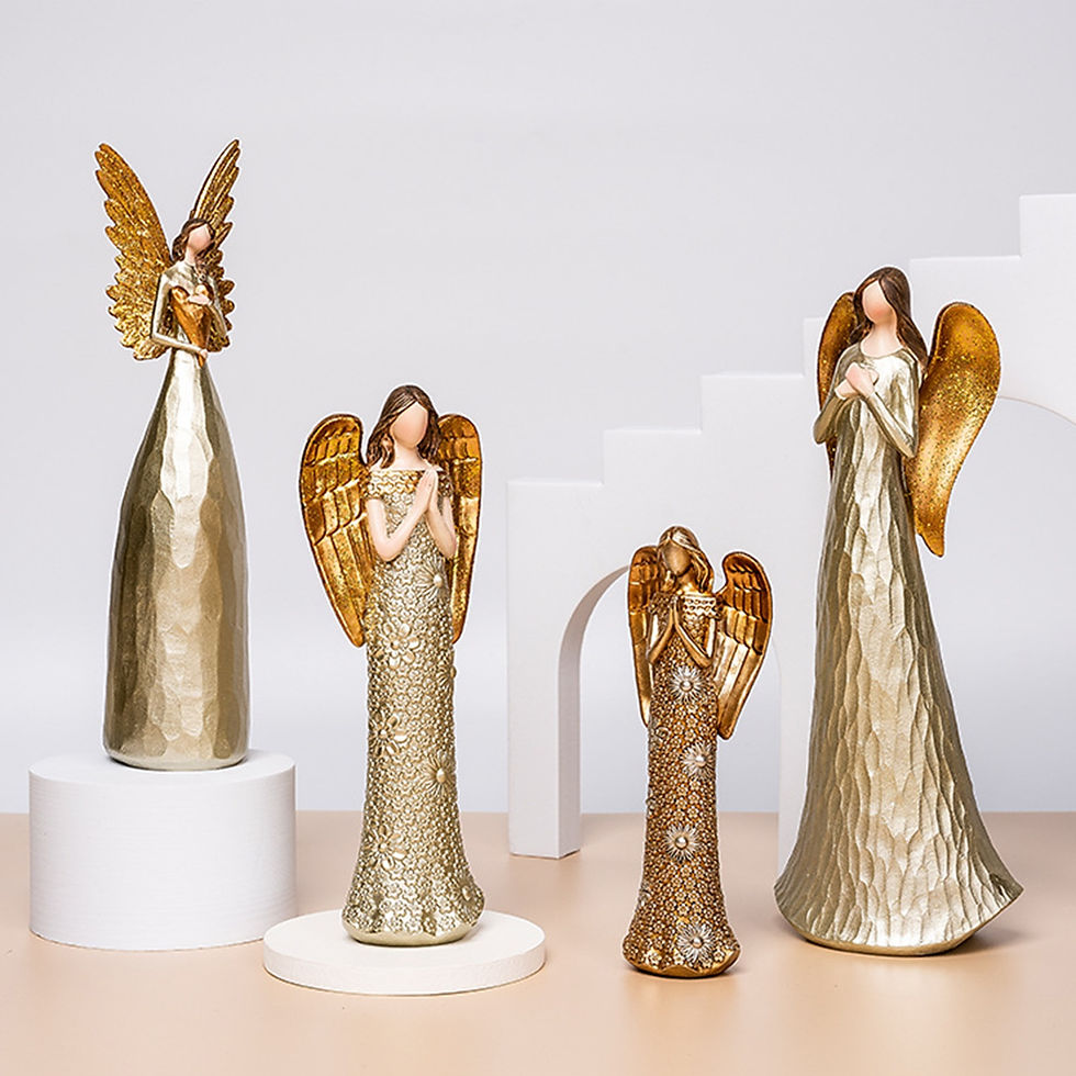 Миниатюра: Resin Miniatures Angel Figurines Desktop Ornament Golden Angel Wings Statue Col