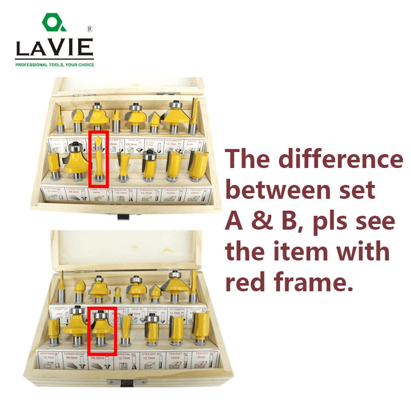 Thumbnail: LAVIE 15pcs 8mm Router Bit Set Trimming Straight Milling Cutter For Wood Bits T