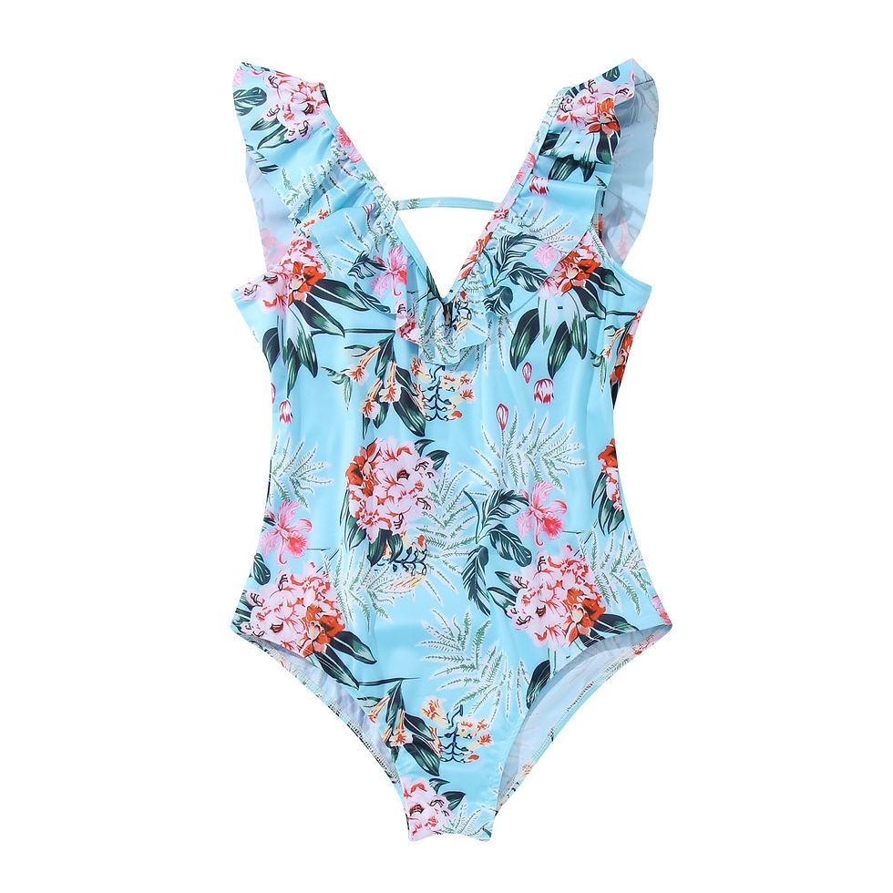 Thumbnail: Parent Child Swimsuit Leaf Floral Print Bikini One-Piece Bikini Swimsuit For