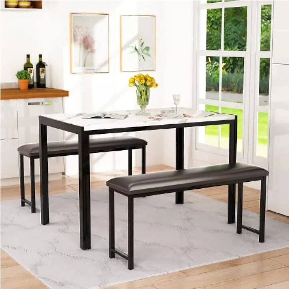 Sličica: AWQM 3 Pieces Dining Room Table Set, Kitchen Table Set with Faux Marble Top Tab