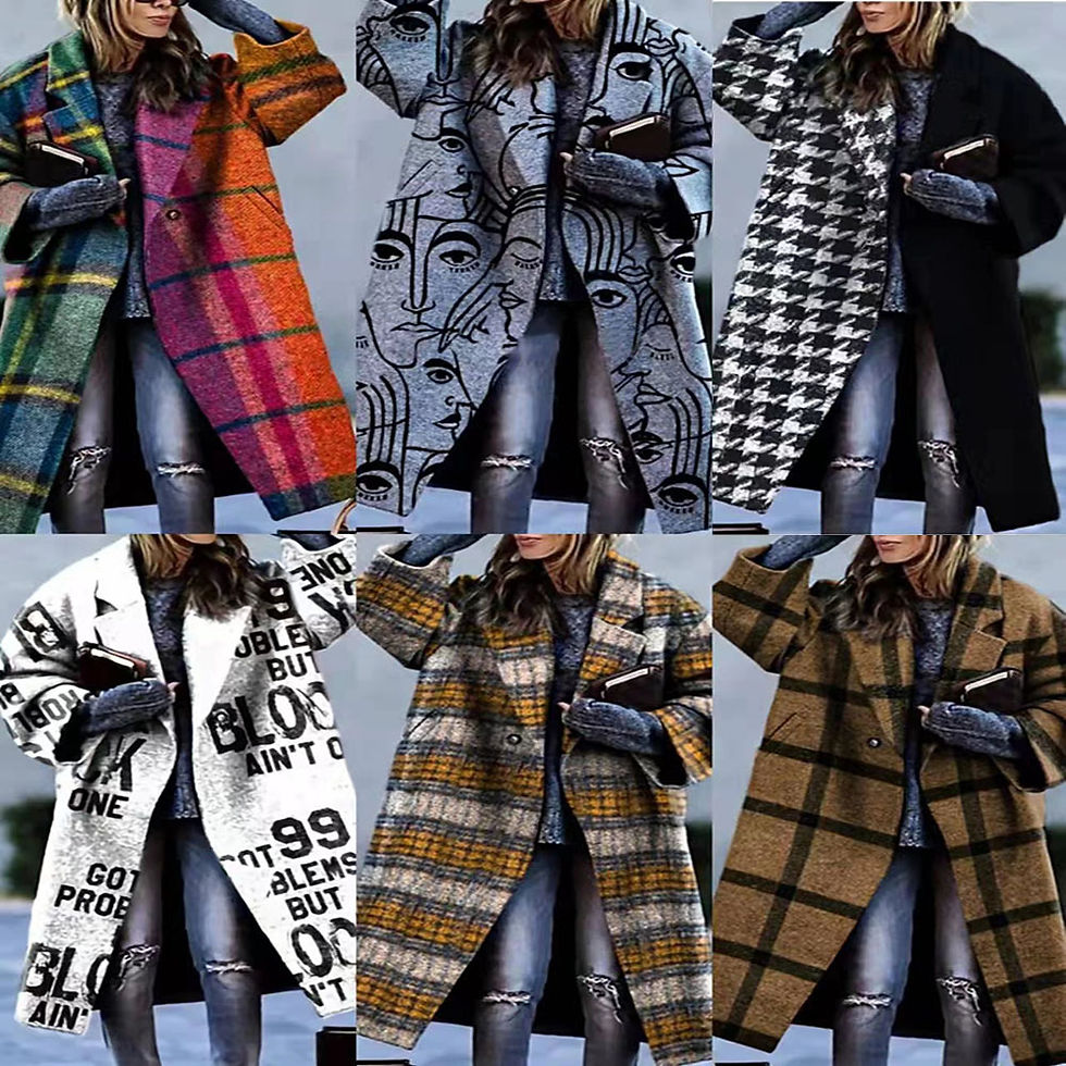 縮圖：Women's Multi-color Checkered Long-sleeved Lapel Jacket