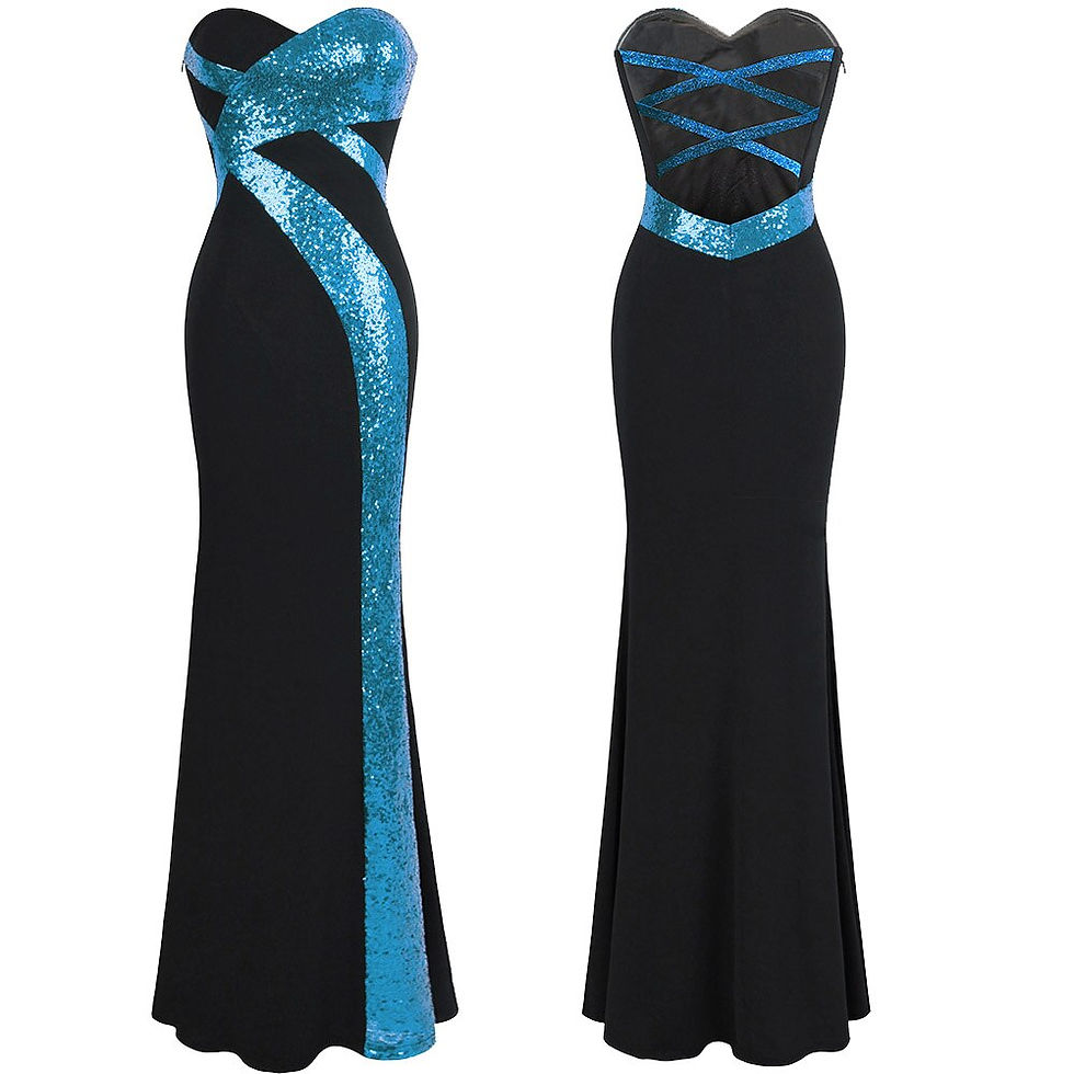 Thumbnail: Long Prom Dress Angel-fashions Women's Strapless Criss-Cross Classic Mermaid