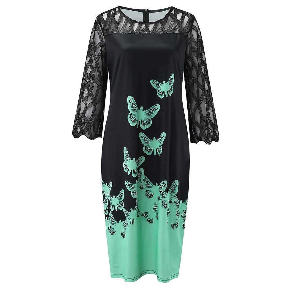 Miniatura: Women Dresses Plus Size Flora Printed Mesh Stitching Dresses Elegant Party Cock