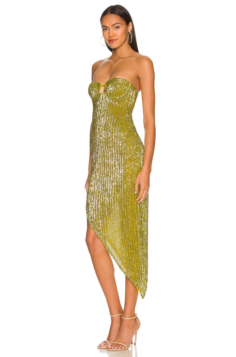 Minijatura: 2023 Sexy Boat Neck Evening Party Gown Yellow Sparkly Long Prom Dress Bodycon C