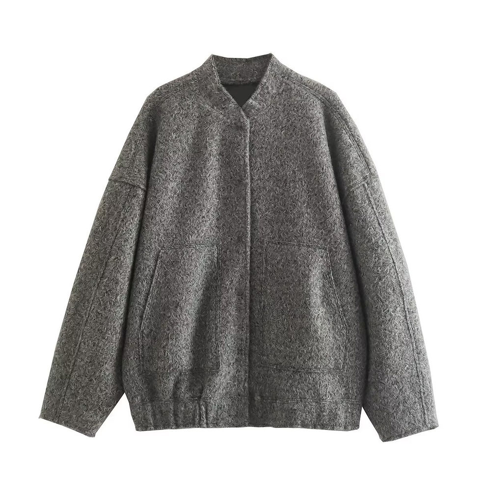 Miniaturbild: Standing Neck Loose Sleeved Pocket Jacket