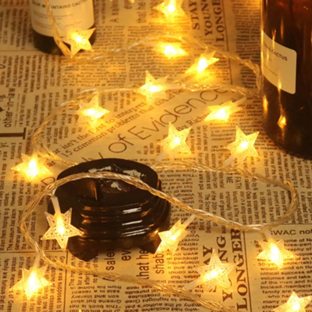 1.5m/3m/6m/10m LED Star String Lights Christmas Garland Battery USB Powered Wed