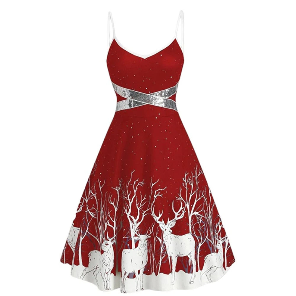 Christmas Deer Sexy Dress for Women Clothing 2023 Winter Elegant Female Vestid