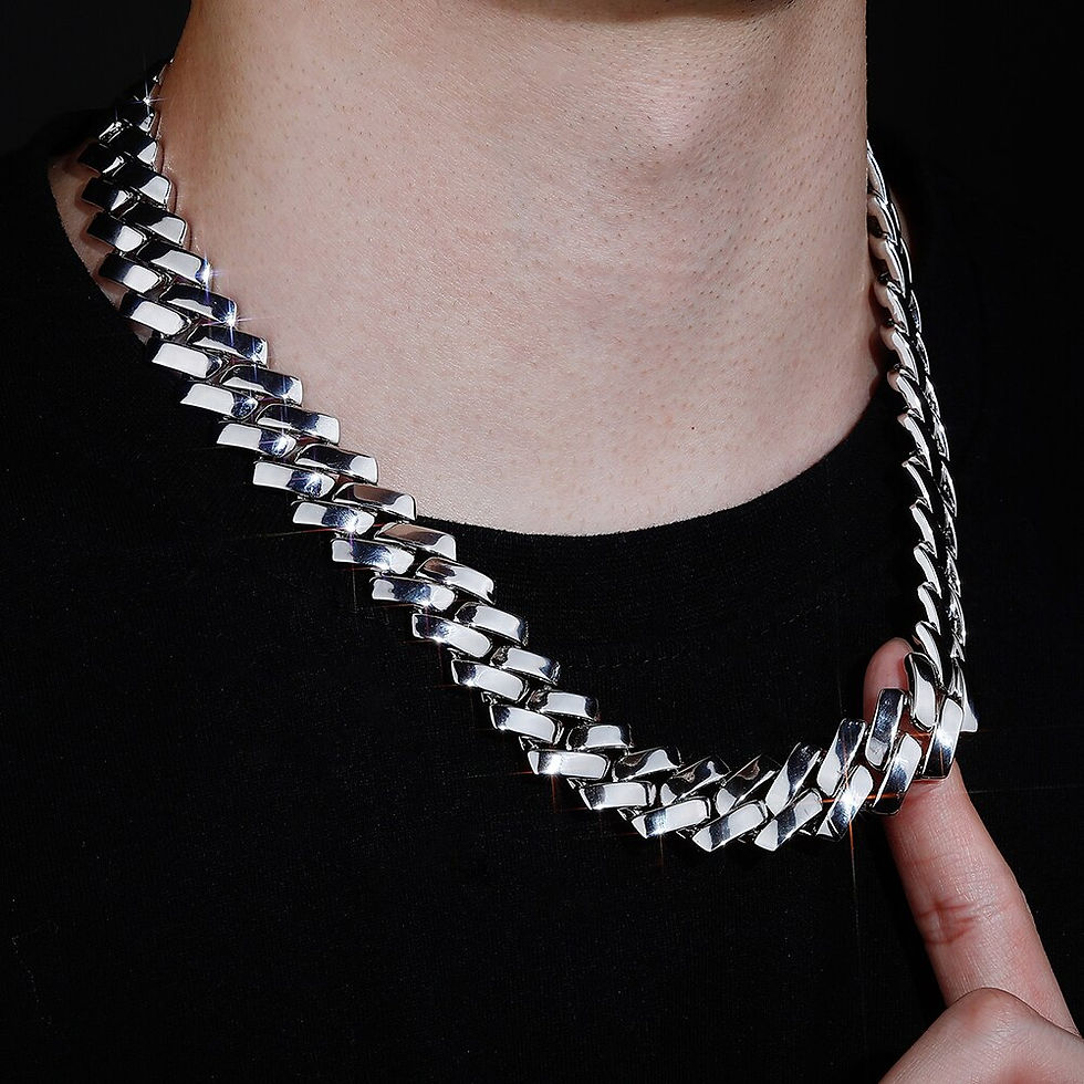 Thumbnail: TOPGRILLZ 18MM Cuban Chain Miami Prong Link Chain Glossy High Quality
