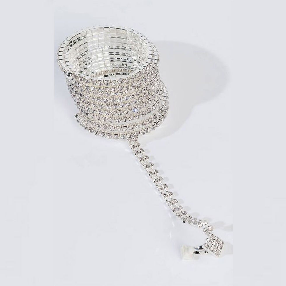 Thumbnail: Stonefans Multi-layer Crystal Finger Chain Bracelets for Women Rhinestone