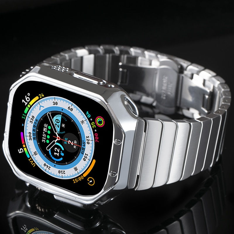 Μικρογραφία: Band+Case For Apple Watch Band Ultra 49mm Strap Metal Bracelet Link Correa For