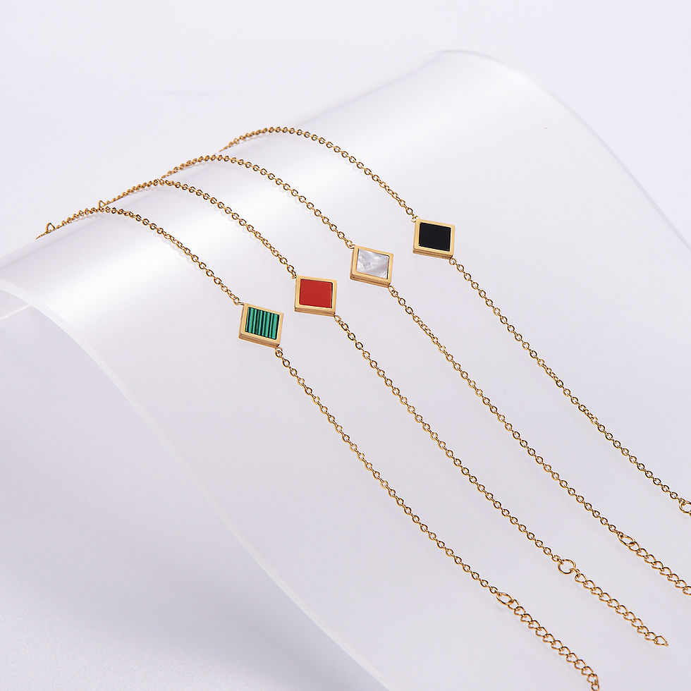 Thumbnail: Stainless Steel Niche Temperament Lucky 18K Square Ear Studs Bracelet Necklace