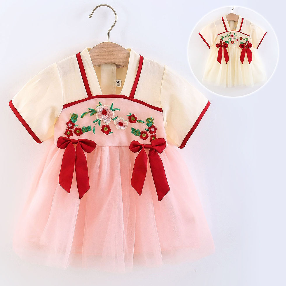 Thumbnail: 0-3 Years Toddler Girls Hanfu Dresses Chinese Tradition Style Outfits Bowknot