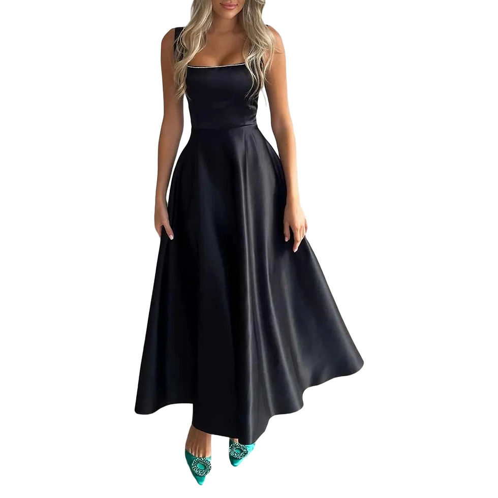 Thumbnail: Women s Satin V-Neck Maxi Dress with Spaghetti Straps and Open Back Flowy A-Lin