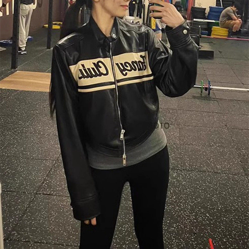 Thumbnail: Women's Summer Baseball Uniform Jacket Top Riding Motorcycle Leather Coat