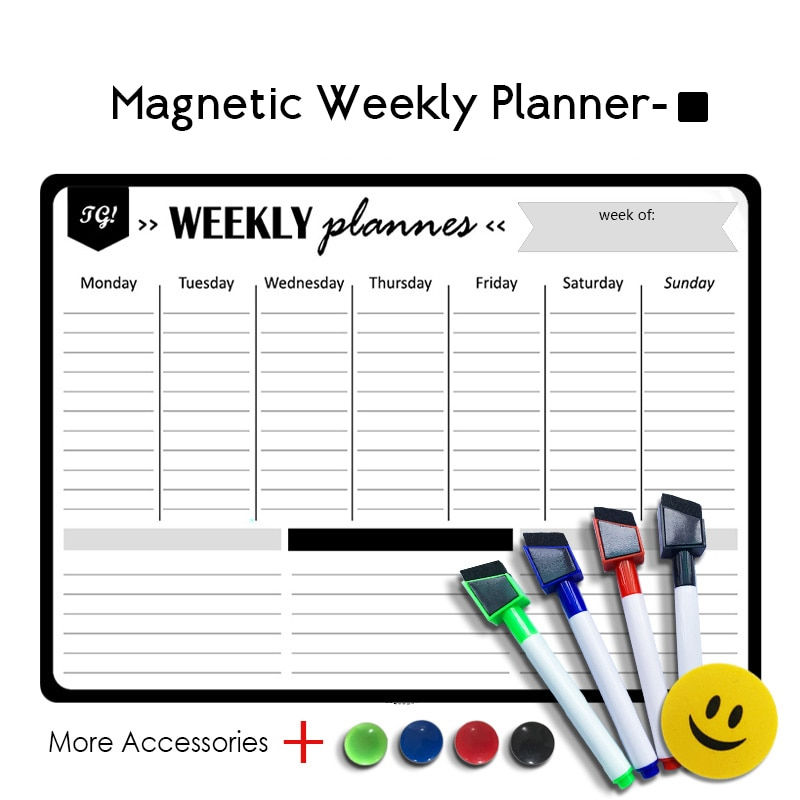 Miniatiūra: A3 Magnetic Weekly & Monthly Planner Whiteboard Fridge Magnet Flexible Daily Me