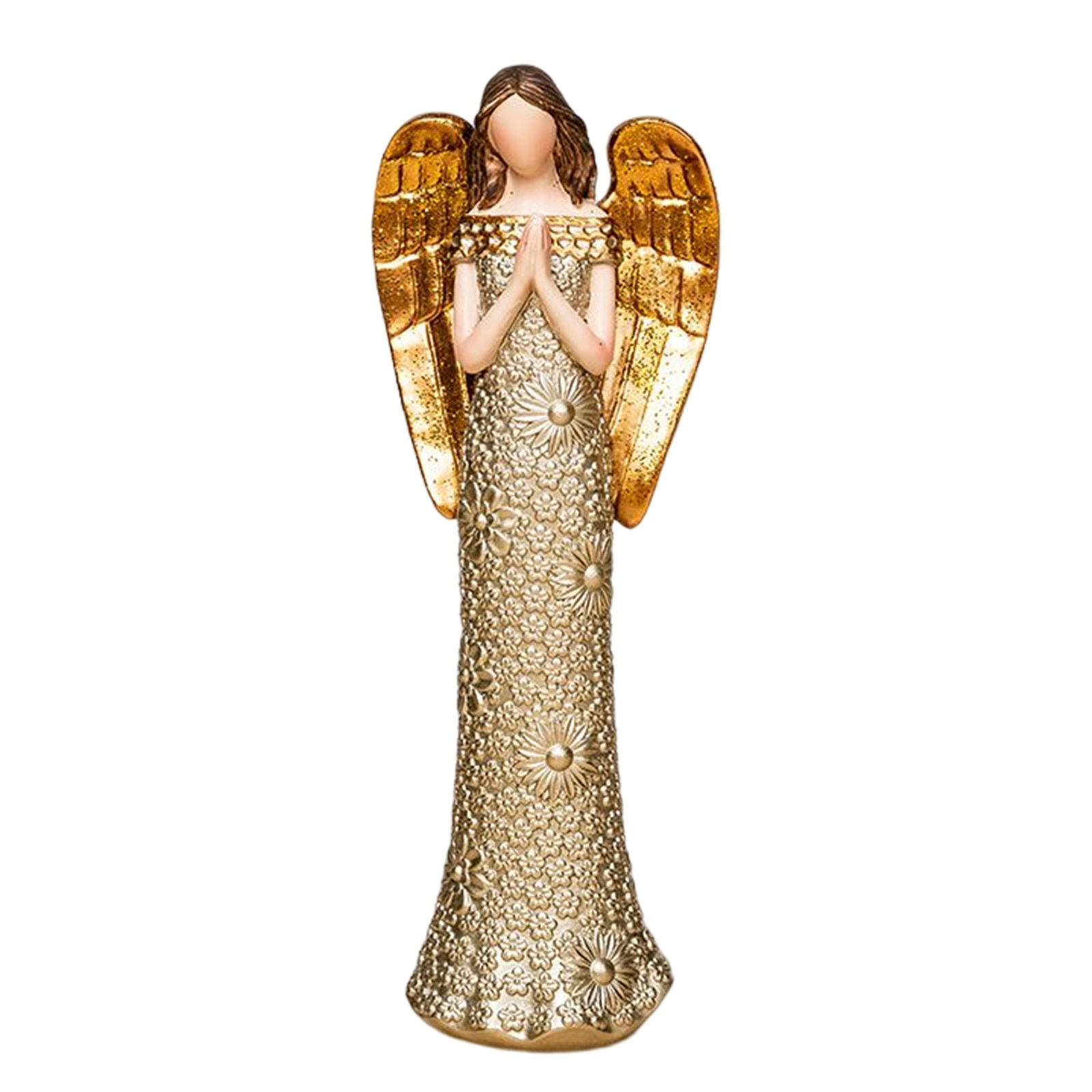 Resin Miniatures Angel Figurines Desktop Ornament Golden Angel Wings Statue Col