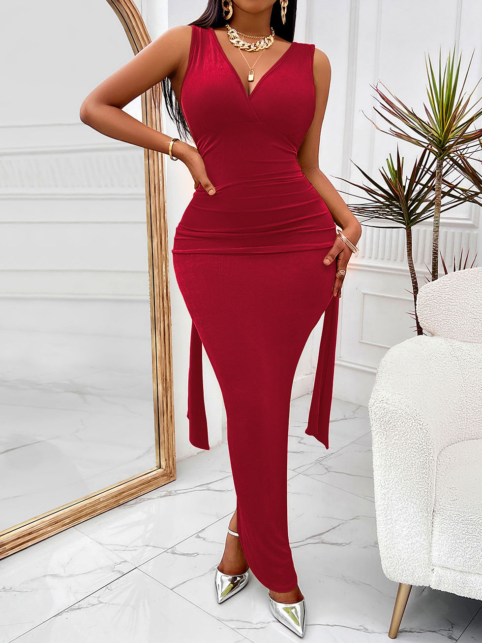 Thumbnail: Women's Sleeveless Sheath Long Dress
