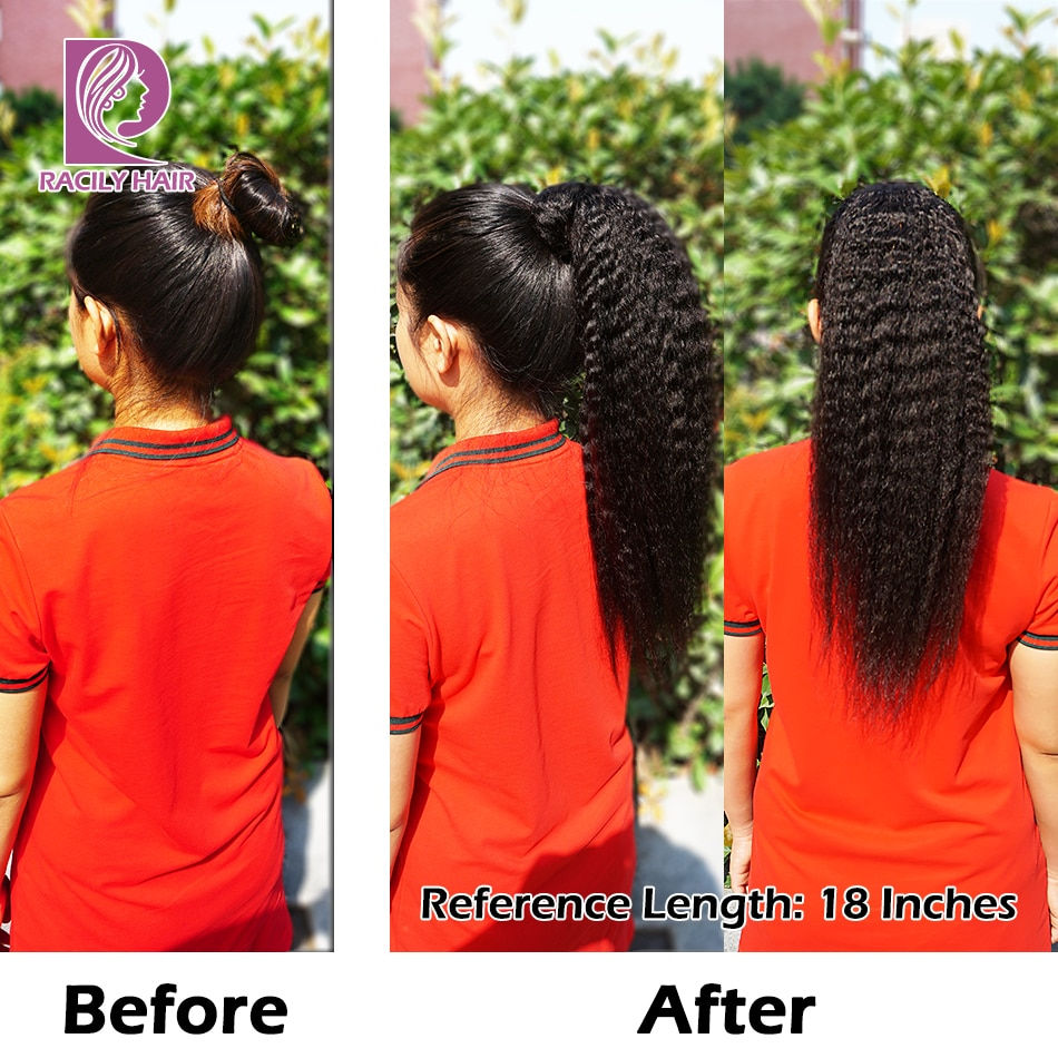 Miniatura: Racily Hair Brazilian Afro Kinky Straight Pony Tail Remy Drawstring Ponytail 10