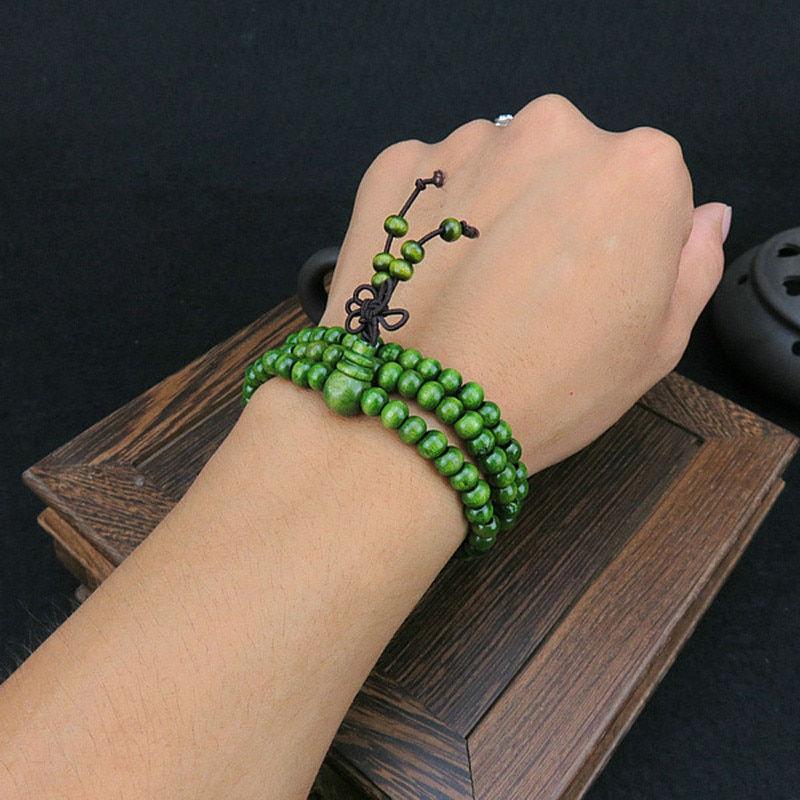 Miniatura: 6mm Natural Sandalwood Buddhist Buddha Meditation 108 Beads Wood Prayer Bead Ma