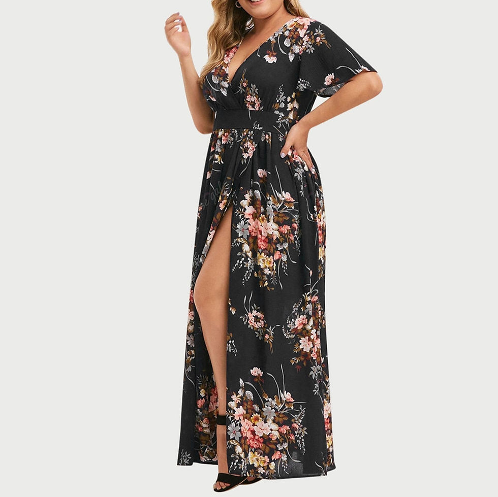 Miniatura: Plus Size Dresses for Women Sexy Bohemian V-neck Floral Print Maxi Dress Short