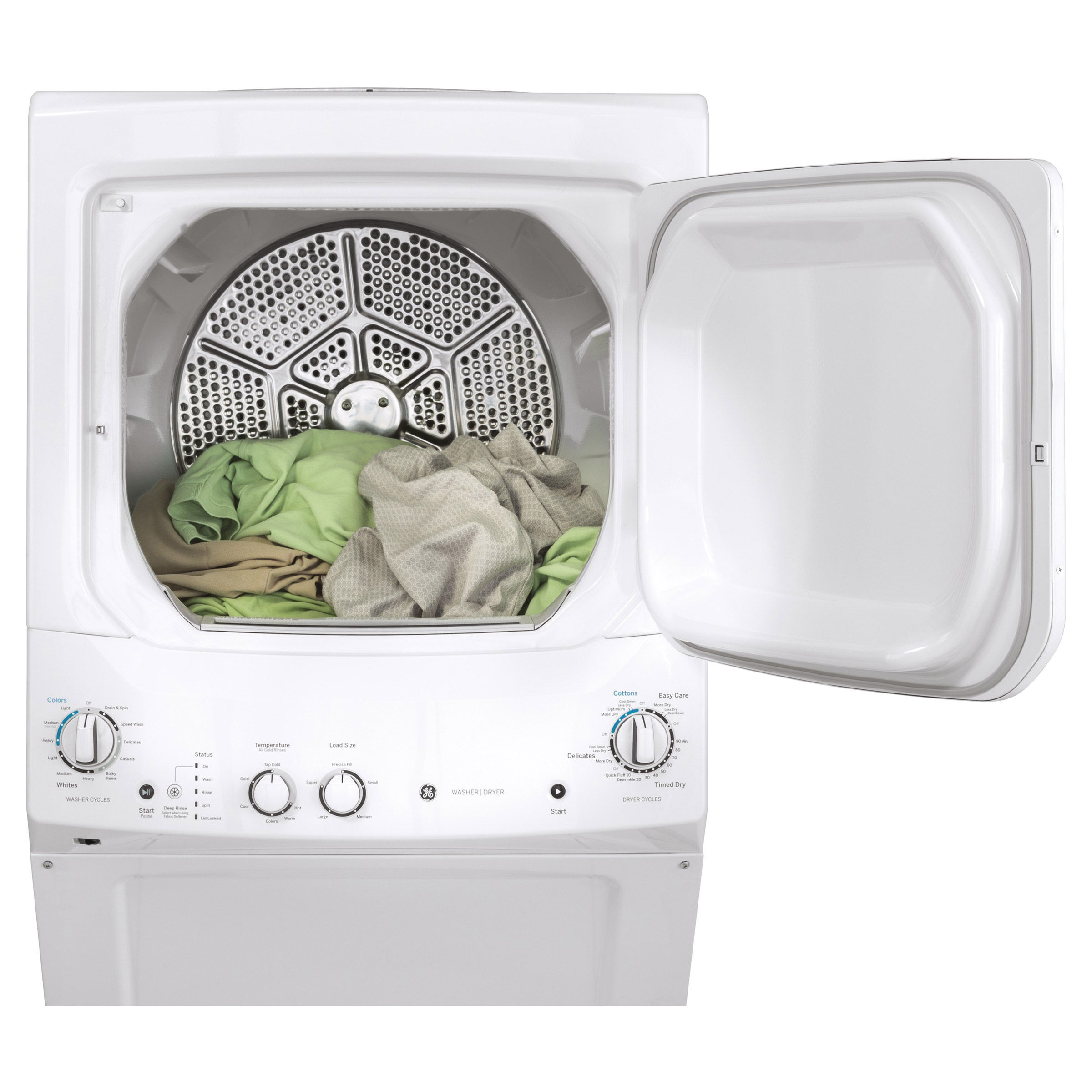 GE Unitized Spacemaker 3.8 cu. ft. Washer and 5.9 cu. ft. ELECTRIC Dryer in Whi